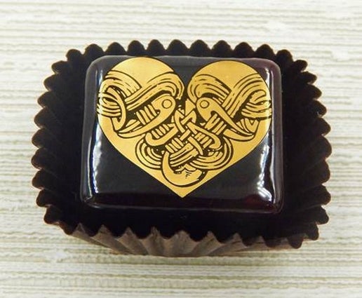 HG-102 Chocolate with Gold Heart-Knotted Heart $47 at Hunter Wolff Gallery